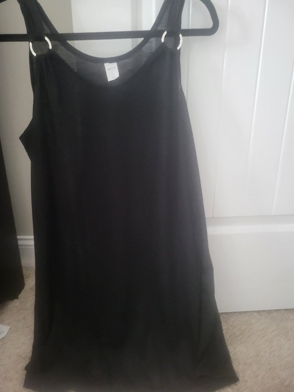 NEW WITH TAGS APT 9 BLACK COVERUP SILVER RING TANK DRESS SIZE LARGE (12-14)
